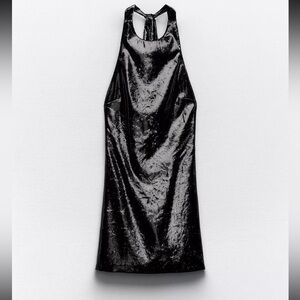 Zara Velvet Shimmer Halter Mini Dress